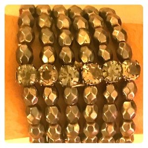 Rhinestone-Linked, Dark Gray, Glam Bangle.